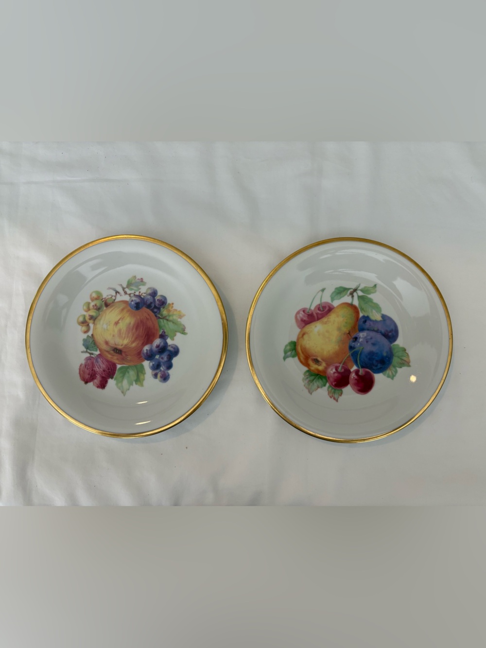 Vintage Fruit Plates Set of 2 Schwarzenhammer Germany Porcelain 7.75” Bavaria